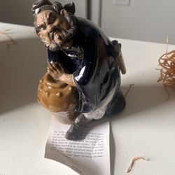 Vintage Shiwan Mudman Zhong Kui Catch Ghost With Jug Statue Figurine Rare