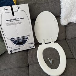 🚽 New! Beneke Standard White Elongated Wood Toilet Seat 18 5/8 Plastic Hinges