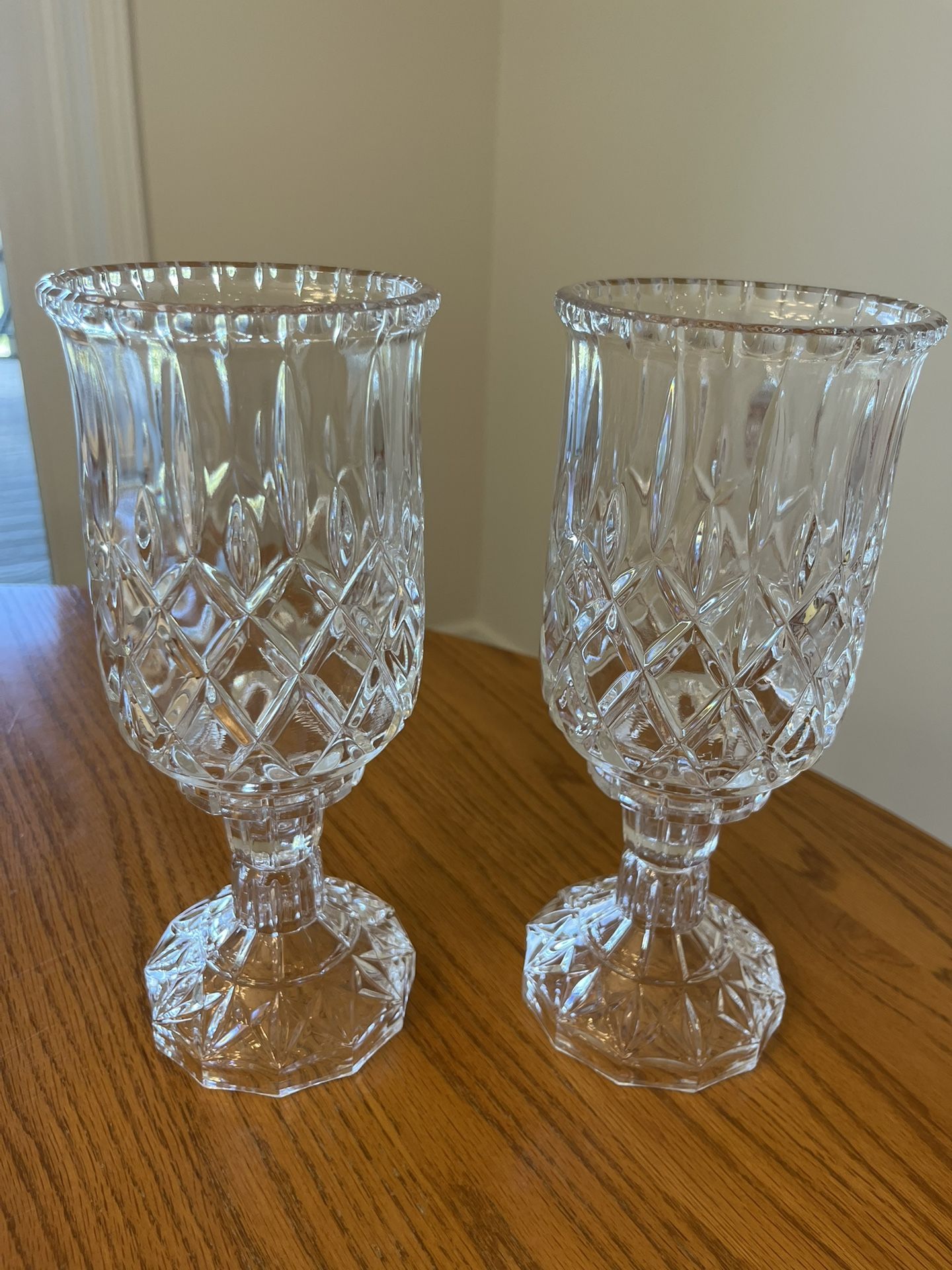 2 -Two piece Lead Crystal Candle Holders