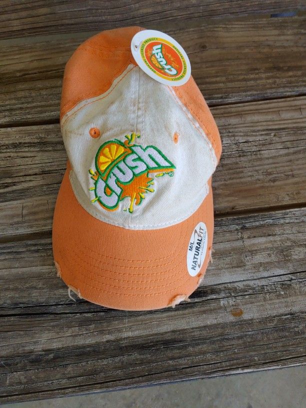 Baseball Cap Fitted Orange Crush Soda Hat Distressed
