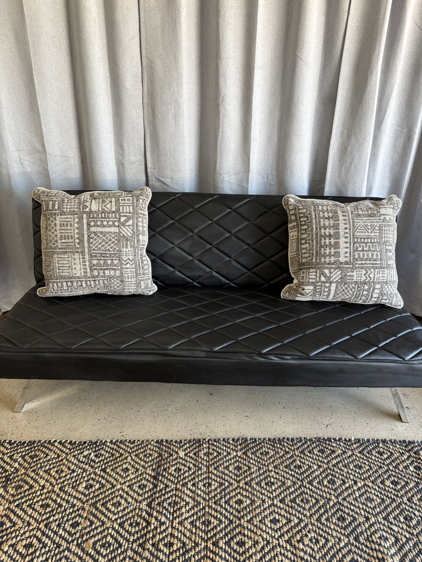 Sofa Bed Futon, Rug , 2 Pillows And Blanket