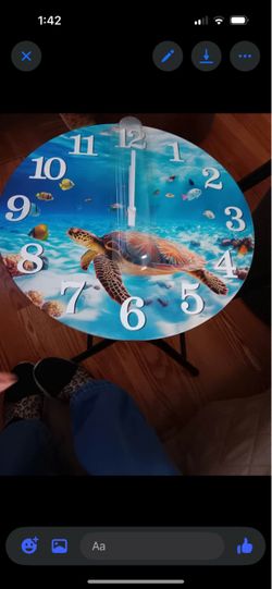 Round Wall Clock Ocean Sea Turtle Design