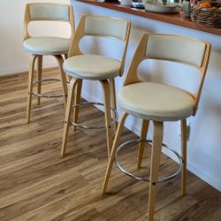 Set Of 3 Modern Design Swivel Top Bar Stools