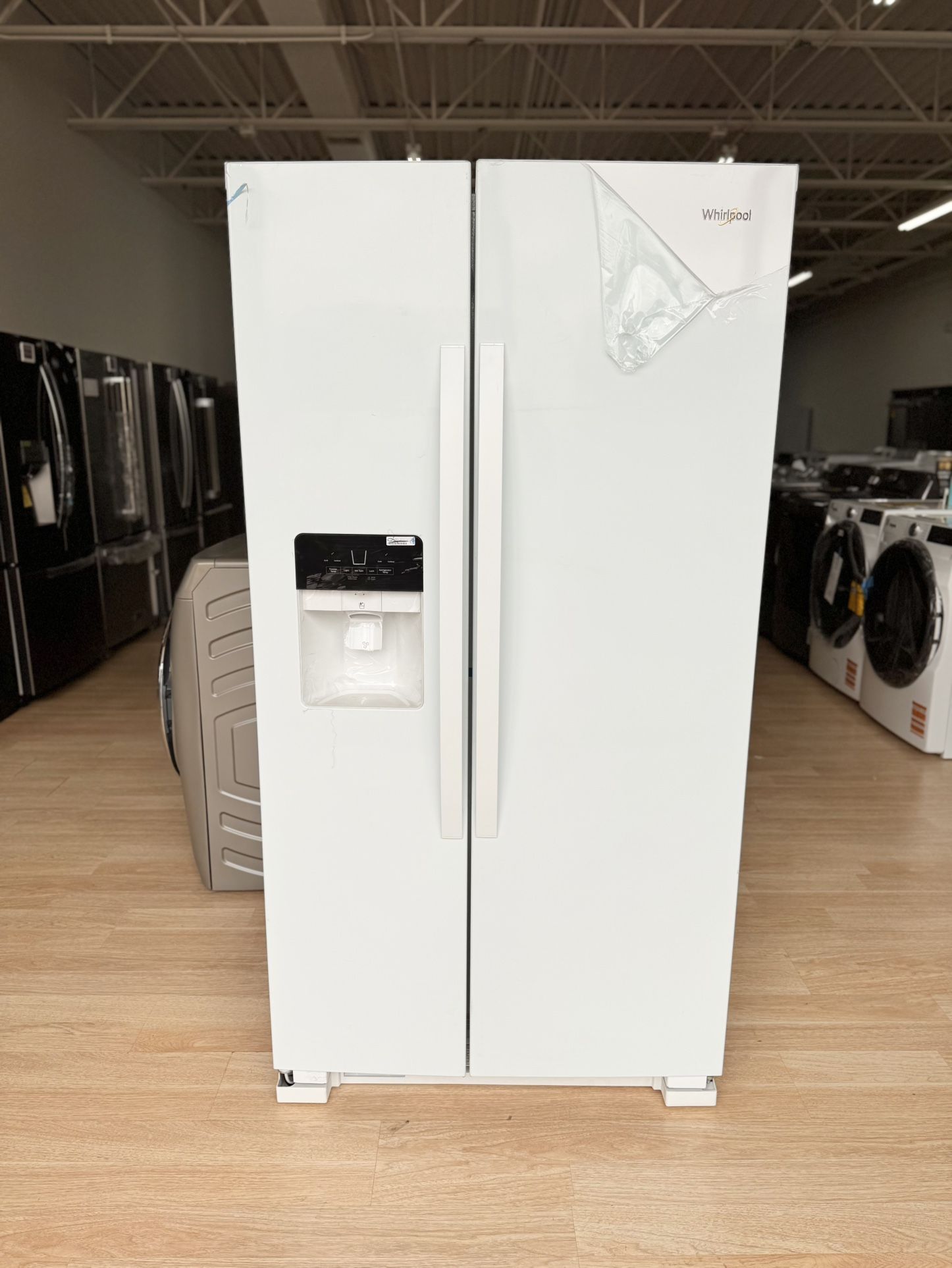 New Whirlpool - 24.6 Cu. Ft. Side-by-Side Refrigerator with Water and Ice Dispenser - White Model: WRS325SDHW