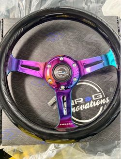 NRG INNOVATION NEOCHROME RACING STEERING WHEEL, BRAND NEW IN THE BOX