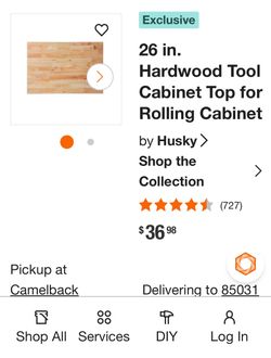 Husky 26 in. Hardwood Tool Cabinet Top