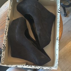 Black Wedge High Heel Shoes