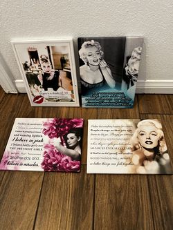 4 Marylin Monroe, Audrey Hepburn Divas wall portrait