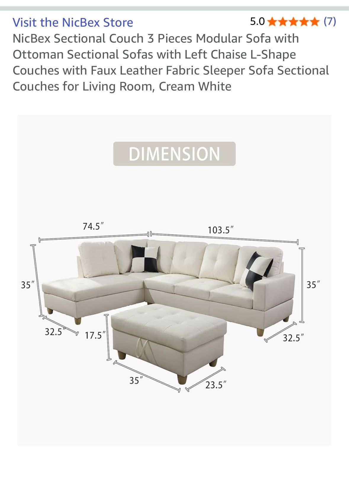 Brand New-Unopened Sectional Nicbex Couch