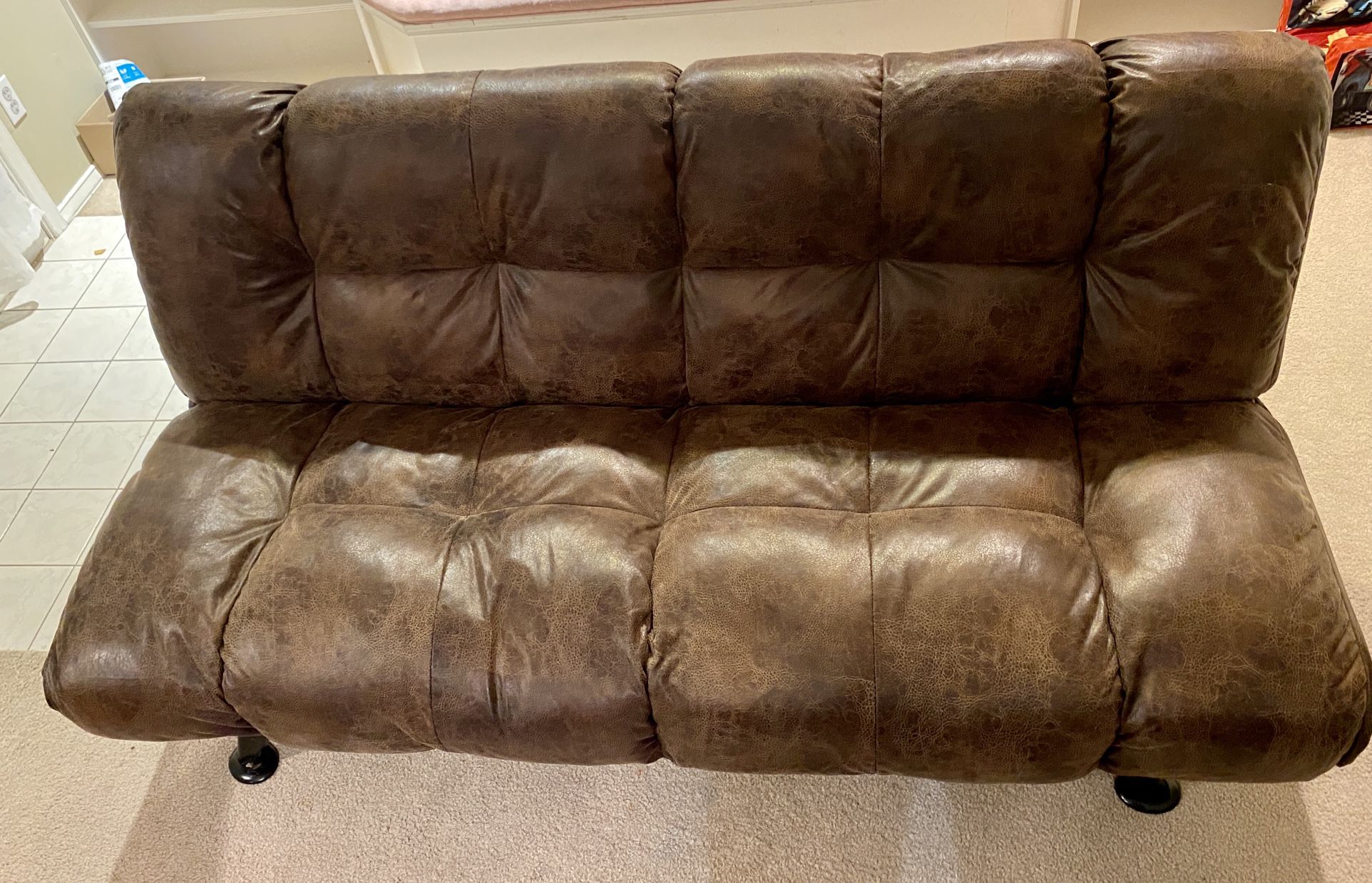 Brown Leather Futon Sofa Bed