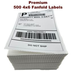 500 Fanfold 4" x 6" Direct Thermal Labels - Shipping / Barcode Labels