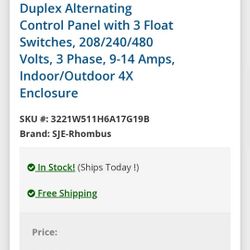 Sje Rohmbus Three Phase Duplex Control Box