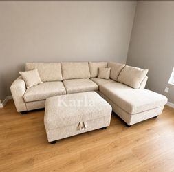 3-pc Sectional sofa with storage ottoman new in box