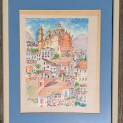 original watercolor of Taxco, México