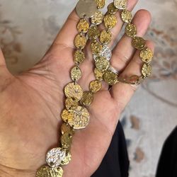 Designer Anna Dick Sterling Silver And Gold Filled Discs Heavy Bracelet 