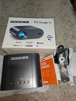 New GooDee FHD 1080P 4K UHD supported Google TV Portable Smart Projector with WiFi6 and Bluetooth, Dolby Audio, Voice Control, Auto Focus and Keystone