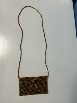 Gold Beaded Mini Crossbody Purse/ Bag