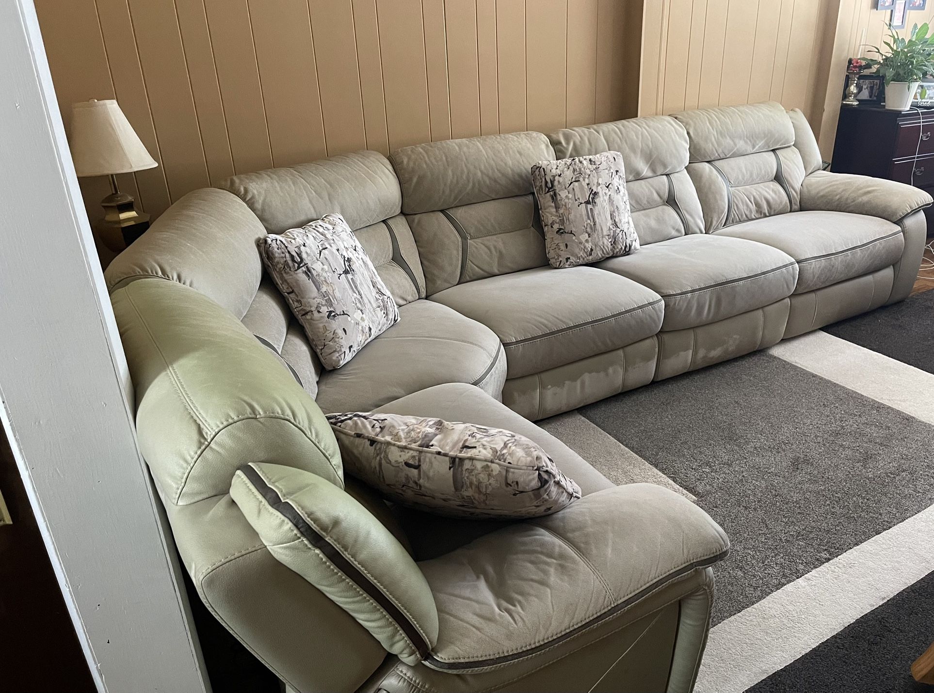 Leather Beige/Brown Couch