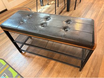 Shoe rack Bench - metal/wood/leather