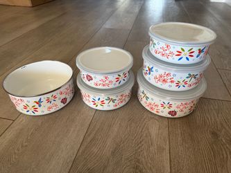 Temp-tations by Tara Spring Seasonal 6-Piece Enamel on Steel Bowl Set with 5 Lids