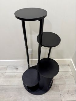 4-Tier Plant Stand, Multiple Potted Plants Holder, Corner Flower Shelf for Indoor, Black