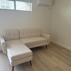 New 80” Beige Sofa With Chaise