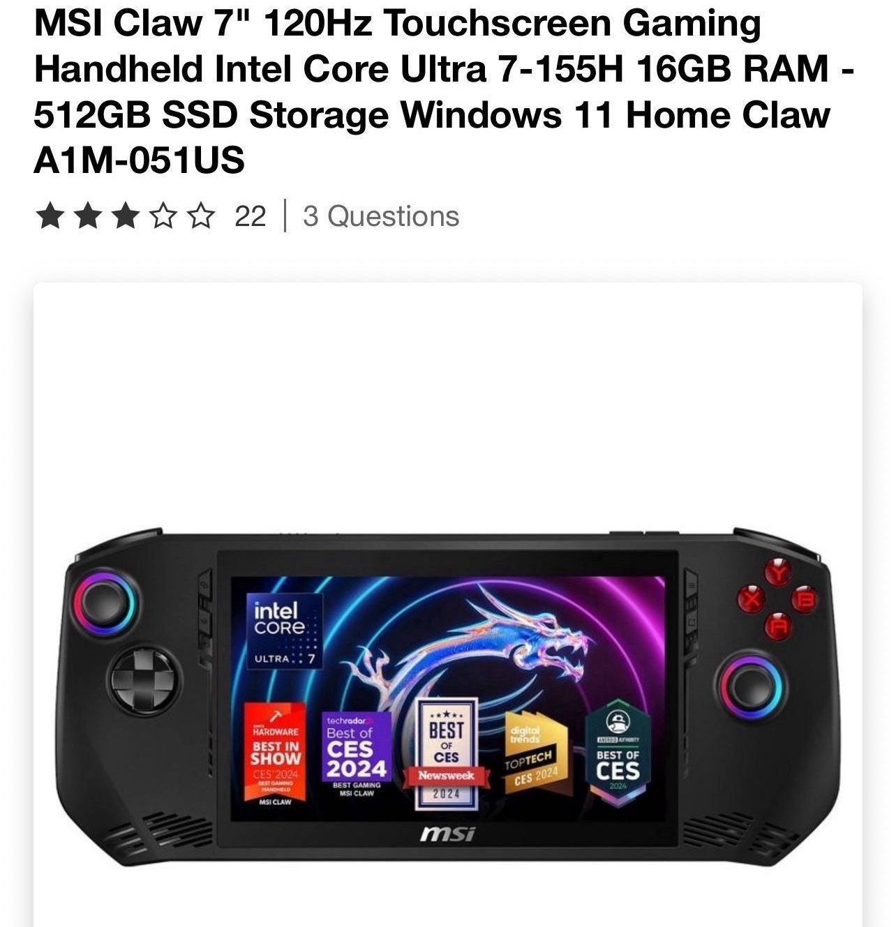 MSI Claw portable Gaming Brand New