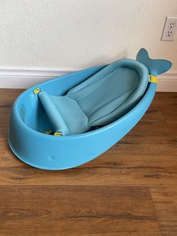 Skip Hop Baby Bath Tub, 3-Stage Smart Sling Tub, Moby, Blue