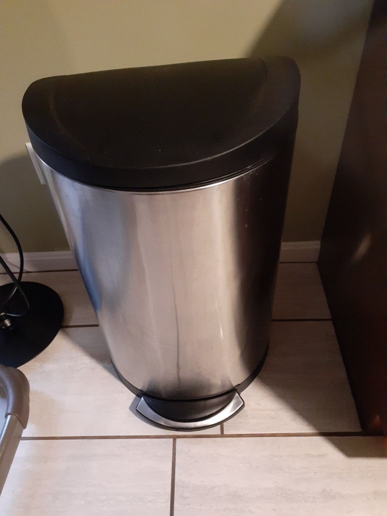 Large stainless steel trash can