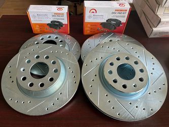 VW Arteon 19-23 Drill Slot Rotors Ceramic Brake Pads