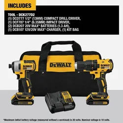 DEWALT DCK277D2 20V Drill & Impact Driver Combo Kit