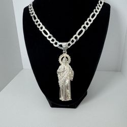 Cadena con dije de san judas Tadeo plata 925 italy 