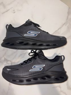 Men’s Size 12 | Sketchers Max Cushioning Glide-Step TUKKER Black Blue Mesh New