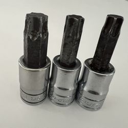 Snap-On LOT of 3 - 3/8" Drive Torx Bits - FTX45E, FTX50E, FTX55E, USA