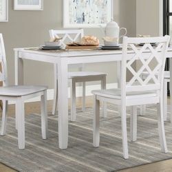 Brand New White Dining Table (36 x 48 x 30.5H) + 4 Chairs