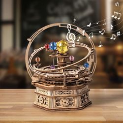 ROKR 3D mechanical rotating wooden jigsaw puzzle music box (plays songs)