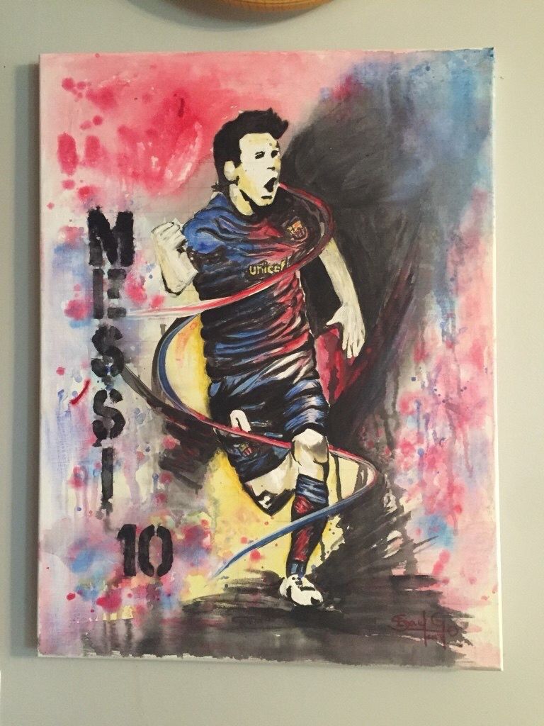 Painting of Messi soccer player