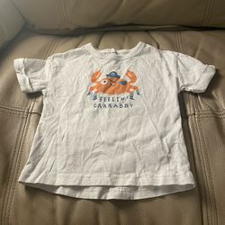 Crabby Toddlers Shirt in White and Orange New No Tags Crabs Funny Cute 12-18 M