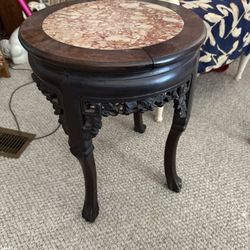Antique Chinese hand carved round clawfoot table