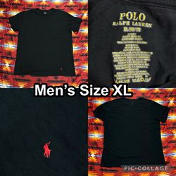 Polo Ralph Lauren Black T-Shirt Mens Size XL Embroidered Red Pony Basic Tee