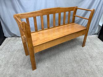 Natural Finish Wood Storage Bench