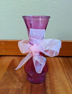 Glass Magenta Pink Vase, Medium