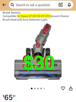 Compatible for Dyson V7 V8 V10 V11 V15 Vacuum Cleaner Brush Head with Dust Detection Light