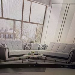 Turkish Made , 3 Piece Sectional ( Turns Into Bed) 