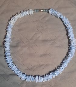 BLUE PUKA BEAD NECKLACE