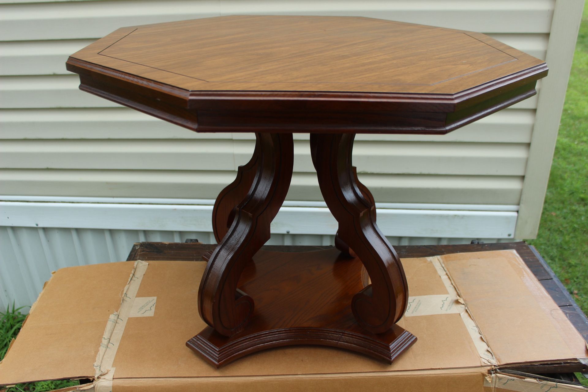 Spanish Revival Octagonal Coffee Table in Walnut by Mersman - Mid 20th Century