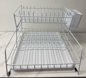2 Tiers Dish Rack White