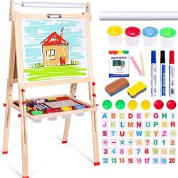 Kids Easel Child Easel with Paper roll Double Sized Blackboard Chalkboard