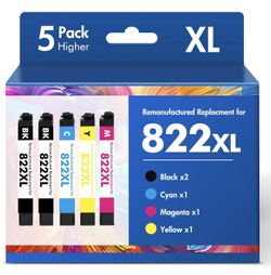 822XL 822 WF-3820 Printer Ink Cartridges Remanufactured Replacement for Epson 822XL Ink Cartridges Combo Pack for Epson 822 XL for Workforce Pro WF-48