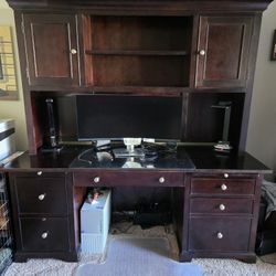 Solid Wood Executive Desk & Hutch